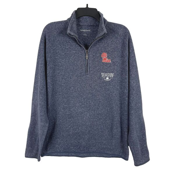 Womens Sweatshirt Gray Pullover1/4 Zip Seaside Oregon Ole Miss SZLG Lightweight - Picture 1 of 12
